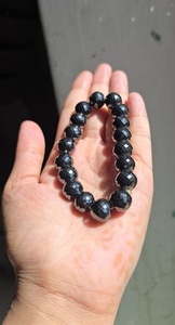 11.50 MM Black Moissanite Round Cut <b>Beads</b> <b>Bracelet</b> Hand Made AAA Cut - Product Image 3