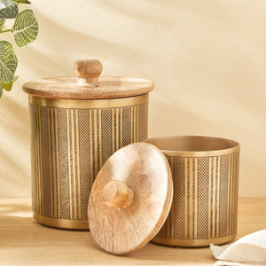 Tarro de Almacenamiento de Madera Hecho a Mano con Tapa, Recipiente Decorativo de Madera Natural para Cocina, Tarro para Especias, Tarro para Dulces, Decoración del Hogar - Product Image 1