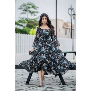 Elegante Vestido Casual de Georgette con Hermoso Estampado Floral Digital - Product Image 3