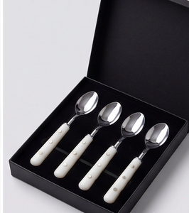 Cubertería Ecológica de Acero Inoxidable Blanco con Mango Corto y Detalles Plateados para Hogares Modernos, Cenas Diarias, Fiestas y Bodas - Product Image 6
