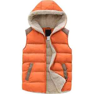 Chaleco Acolchado Impermeable con Capucha para Hombre, Color Naranja, con Cierre de Cremallera, Ropa de Abrigo Informal para Invierno - Product Image 1