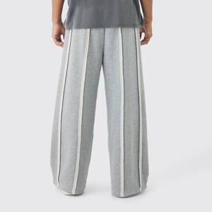 Pantalon de survêtement gris pour homme avec bandes latérales blanches, taille élastique et cordon de serrage, pantalon décontracté - Product Image 6