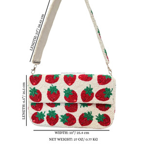 Beaded Geometric Pattern Luxury Lady Travel <b>Stud</b> <b>Bag</b> Single Strap Hoop Closure Canvas Lining Autumn Fashion Handbag Custom - Product Image 4