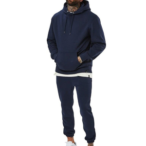 Ensemble de survêtement bleu marine pour homme, 2 pièces, sweat-shirt à capuche à manches longues avec poches latérales, coupe classique, vêtements d'automne, couleur unie - Product Image 6