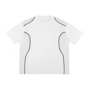 T-shirt pour homme, été, décontracté, extérieur, manches courtes, maille, panneau à passepoil, coton, style streetwear, confortable, personnalisable - Product Image 1