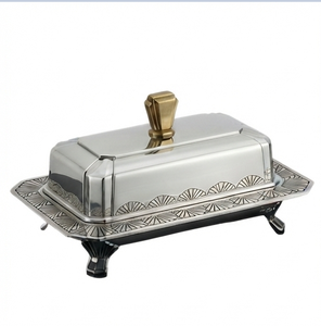 Mantequillera Rectangular Plateada con Tapa, Diseño Clásico, Contenedor de Mantequilla Metálico Hermético para la Mesa de la Cocina - Product Image 3
