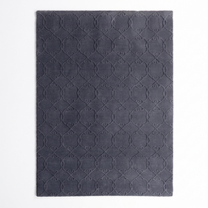 Alfombra de Lana Gris Carbón con Diseño Geométrico Tonal, Antideslizante, Ecológica, de Pelo Largo, para Sala de Estar y Dormitorio - Product Image 1