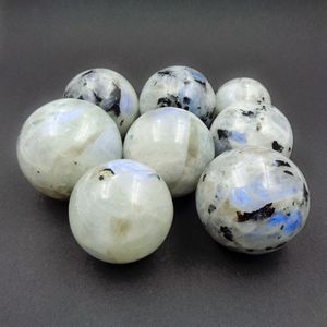 Esfera de piedra lunar arcoíris natural, bola de cristal con destello azul, piedra curativa para Reiki, meditación, energía, decoración, venta al por mayor - Product Image 2