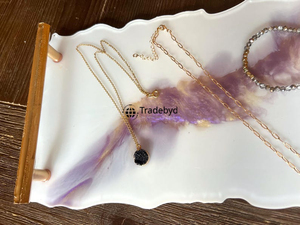 Bandeja de Servicio Moderna de Resina Premium, Móvil, Elegante y Hecha a Mano para Mesa de Centro o Comedor, Tradebyd - Product Image 4