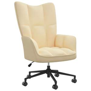 <b>Cream</b> White Velvet <b>Office</b> <b>Chair</b> for Relaxation - Product Image 1