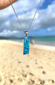 Pendentif en opale bleue élégante certifiée NIKHIL GEMS, en forme de planche de surf, en argent sterling 925, vintage, pour fiançailles, unisexe, d'inspiration hawaïenne - Product Image 6
