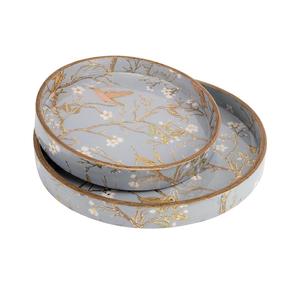 Bandejas Redondas de Madera de Lujo al por Mayor con Estampado de Colibrí y Flor de Cerezo, Platos Decorativos para Pedidos al por Mayor - Product Image 4