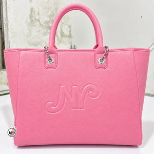 Bolsos Tote de Piel Sintética Rosa Estilo Nueva York al por Mayor con Letras Grabadas y Cadenas, Moda de Última Tendencia para Uso Diario de Mujer, Abiertos, para Todas las Estaciones - Product Image 3