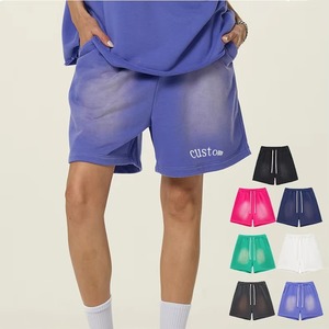 Pantalones Cortos Personalizados de Felpa Francesa 100% Algodón, Tejido de Felpa de 450GSM, Lavado Ácido, Efecto Desgastado por el Sol, Estilo Urbano para Marcas - Product Image 1