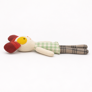 Peluche chien en tissu patchwork, jouet doux cousu, jupe à carreaux verts, accessoires d'anniversaire, 30 cm, rembourrage en fibres de soie pour enfants - Product Image 2