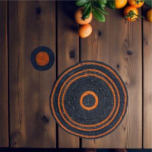Wholesale Round Braided Jute Placemat Colorful Concentric Circles <b>Table</b> Mat Natural Eco Friendly Dining Room Kitchen <b>Table</b> Decor - Product Image 6
