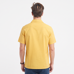 เสื้อเชิ้ตทรงบ็อกซี่ผ้าฝ้าย 100% สำหรับผู้ชาย ปกคัมป์ ติดกระดุม สีพื้น เสื้อลำลองสำหรับผู้ชาย - Product Image 6