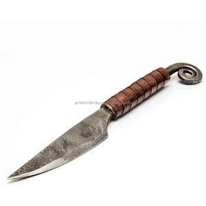 Couteau Viking en acier au carbone fait main avec poignée de forge à la main et gaine en cuir fin Couteaux de chasse médiévaux Viking - Product Image 4