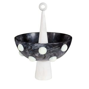 Cuenco decorativo de resina hecho a mano, único remolino blanco y negro, efecto mármol, ensalada de frutas, cuenco para aperitivos para Hotel y restaurante - Product Image 1