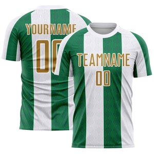 Vente en gros directe OMMIZ INDUSTRY, maillot de football personnalisé blanc, or vieilli, vert Kelly, sublimation - Product Image 1