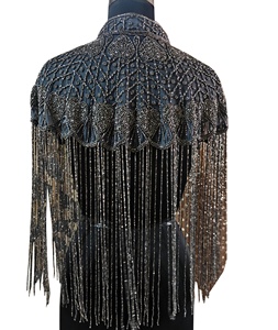 New Unique Plus Size Women's HandBeaded Breathable Mesh <b>Top</b> Poncho Multiwearable Cocktail Party Celebrity Embellished <b>Crystal</b> - Product Image 3