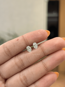 Boucles d'oreilles classiques ovales en diamant de laboratoire, or véritable 18 carats, de luxe, pour femme, 0,97 ct, scintillantes, bijoux fins pour mariage - Product Image 1