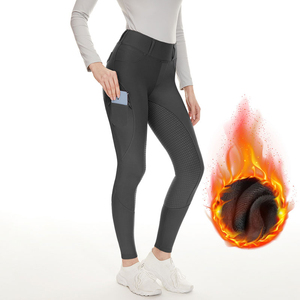 Leggings d'équitation taille haute pour femme, couleur unie, coupe ajustée avec poches et fermeture éclair, pantalon d'entraînement - Product Image 5