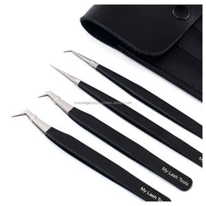 Pinzas de volumen de punta de fibra de acero inoxidable, herramientas aplicadoras de extensiones de pestañas, pinzas de extensión de Punta puntiaguda precisas - Product Image 1