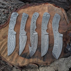 Dustline Commodities DCK004 Damascus Steel Bevel Blank DIY Utility Knife Customizable Making <b>Ladder</b> Pattern EDC Skinning Drop - Product Image 4