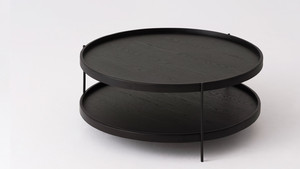 Mesa de Centro Redonda Moderna con Tapa de Madera Negra, Estructura Metálica, Diseño Minimalista, Estante de Almacenamiento, Muebles para Sala de Estar - Product Image 4