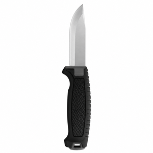 Couteaux de plein air à lame fixe noir et gris avec lame de couleur argentée, poignée ergonomique texturée, étui de protection et passant de ceinture - Product Image 6
