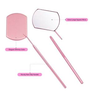 Handheld Plastic Frame Lighted 3X Magnification <b>Foldable</b> Double Sided Multi Shapes Chrome Finish Desktop Style Makeup Inspection - Product Image 6
