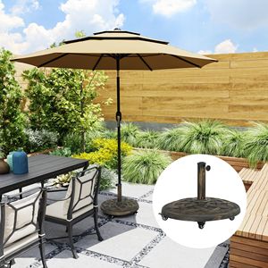 Base per Ombrellone da Patio Rotonda in Resina Resistente da 44 Libbre con Ruote, Supporto per Ombrellone da 1.3"/1.5"/1.9" - Product Image 2
