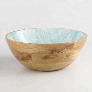 Bol en bois de grande capacité avec finition émaillée, fabriqué par un fabricant de confiance, idéal pour servir des salades, des soupes, des fruits et des collations - Product Image 1