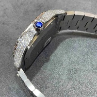 Montre de luxe en moissanite verte VVS, sertie de moissanites, avec lunette automatique en diamant, cadran carré, bijou hip-hop