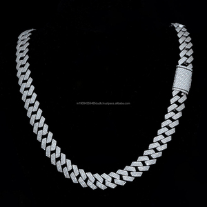 Luxury Lab Grown Diamond Curb Link <b>Chain</b> Necklace Fully Iced Hip Hop Jewelry for <b>Men</b> Women Wholesale Designer Fashion - Product Image 3