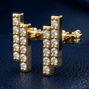 14K Gold Brilliant Cut Lab Grown Diamond Stud <b>Earrings</b> | Women's Trendy Handmade <b>Fine</b> Jewelry RIZTA JEWELS | Party Gift - Product Image 1