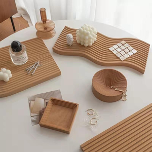 Plateau de service nordique en bois, plateau décoratif en hêtre à motif vague d'eau pour le pain, l'encens, les accessoires de photographie et la décoration intérieure - Product Image 5