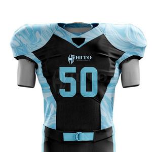 Conjunto de uniforme de fútbol americano personalizado con tela de malla transpirable camisetas de equipo personalizadas pantalones de manga corta - Product Image 3