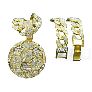 Colgante de Fútbol Jewelux, Plata 925, Chapado en Oro Rosa, con Microincrustaciones, Estilo Lujoso Hiphop, Unisex, para Uso Diario, de la India - Product Image 1