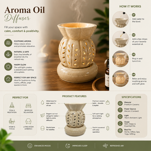 Newest Trending Ceramic Electric Aroma Oil <b>Diffuser</b> | Handcrafted Essential Oil Burner <b>Diffuser</b> for Aromatherapy Home Spa Decor - Product Image 3