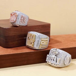 Bague de cocktail de luxe pour homme plaquée or rose avec motif floral, sertie de moissanite pavée, bijou en or massif 18 carats, cadeau - Product Image 2