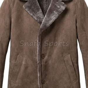 Sherpa Style Luxury Design <b>Men's</b> <b>Shearling</b> Leather <b>Jacket</b> Heavyweight Waterproof Stand Eco-Friendly Vintage Faux Fur <b>Jackets</b> - Product Image 3