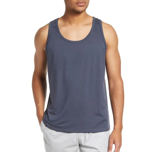 Camiseta sin mangas de algodón para hombre, chaleco muscular liso, diseño de cuello redondo, transpirable, de secado rápido, estilo urbano, ropa de gimnasio - Product Image 1