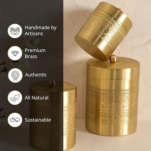 Brass Container Wholesale Price Decorative <b>Storage</b> <b>Jar</b> with Smooth Finish for Kitchen Spices Dry Fruits and <b>Storage</b> - Product Image 2