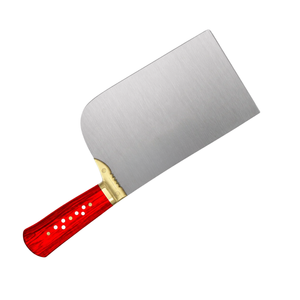 Cuchillo de Carnicero de Alta Resistencia, Hoja de Acero Inoxidable Plateada, Mango Rojo, Empuñadura Dorada, Cuchillo Ancho para Carnicería, Herramienta de Cocina - Product Image 4