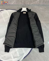Blouson Bomber Homme Noir en Peau de Mouton et Toile, à Capuche, Fermeture Éclair Intégrale, Coupe-Vent, Motif Uni, Style Urbain, Hiver