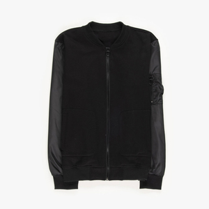 High Quality Men's Black Casual Bomber Jacket Custom Logo Front Single Button Closure <b>Canvas</b> Fabric Lightweight Winter - Product Image 1