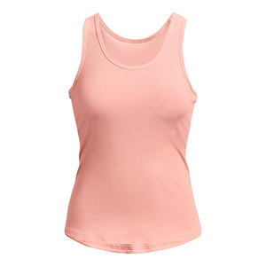 Camiseta sin mangas de punto acanalado rosa para mujer, transpirable, deportiva, de poliéster y elastano, de longitud regular, color liso - Product Image 3