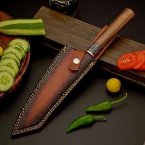 Vente directe d'usine, couteaux de cuisine professionnels de haute qualité, acier damas cuivré, manche en bois, couteaux de chef japonais de luxe - Product Image 3